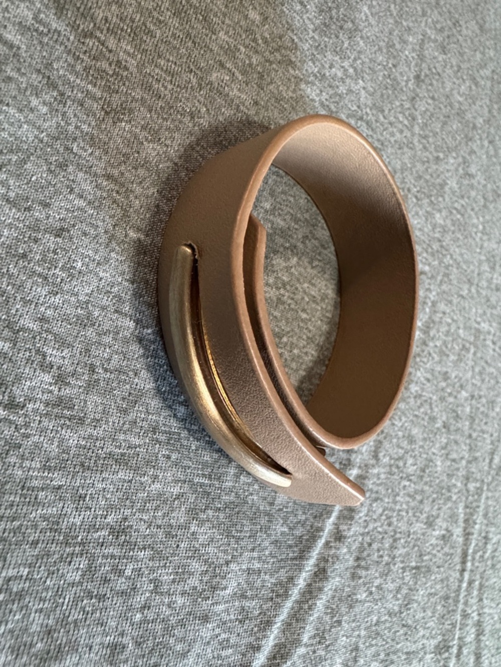 Source Unknown Rose Gold and Gold Leather Wrap Bracelet
